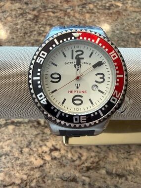 Swiss Legend Neptune Black, Red & White Dive Watch